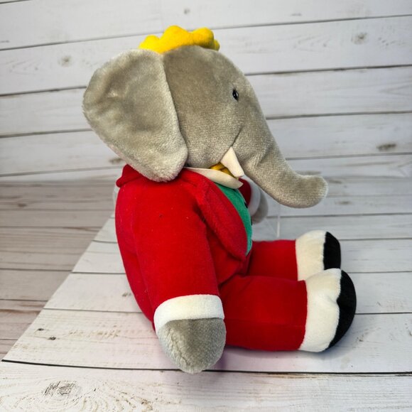 Vintage Gund Babar The Elephant Plush Toy In Red Suit & Yellow Crown 12" 1988 - Picture 3 of 7